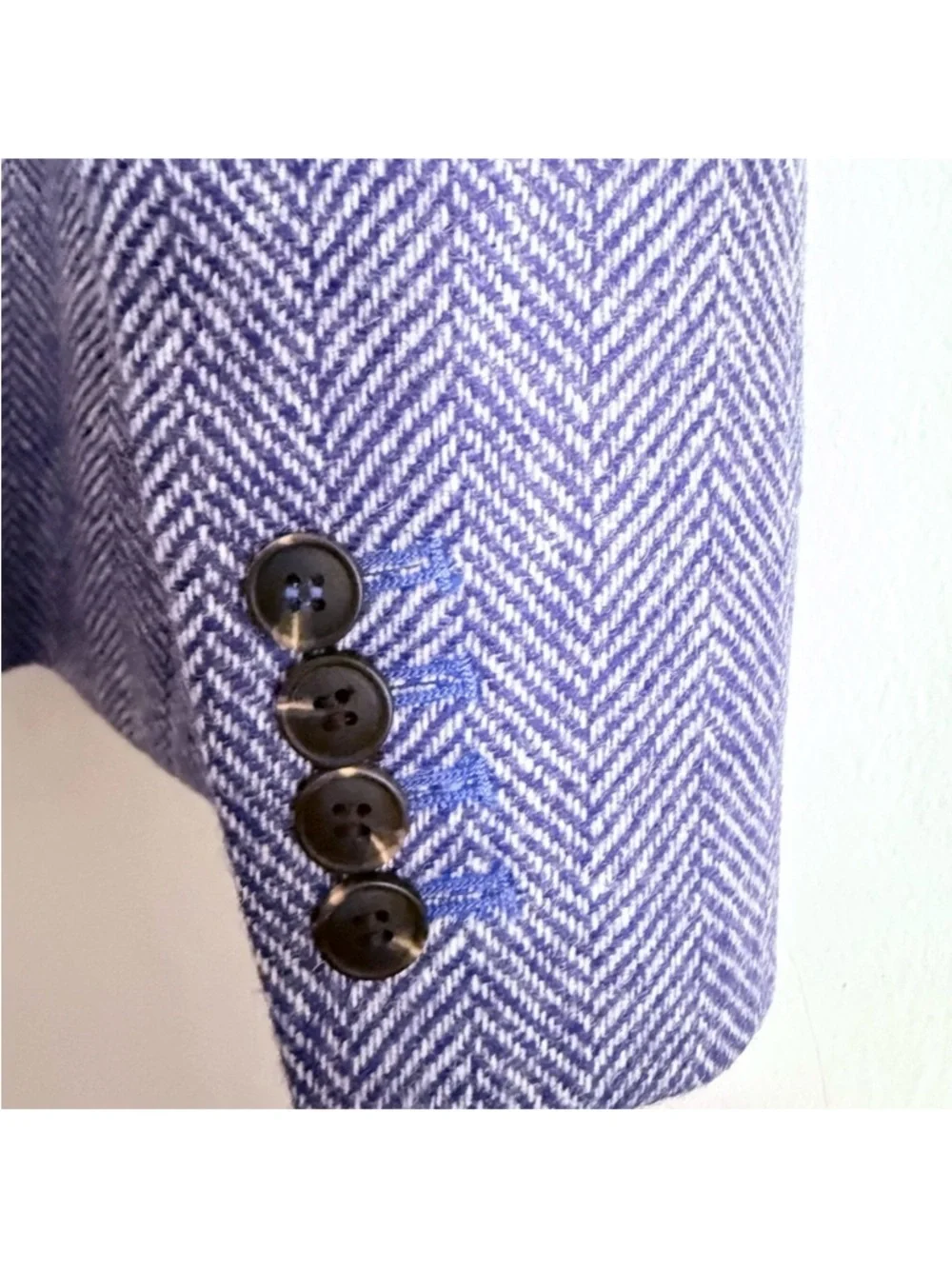 NWT Boden Elizabeth British Tweed Blazer in Blue/Ivory Herringbone, US 10R - Picture 10 of 13